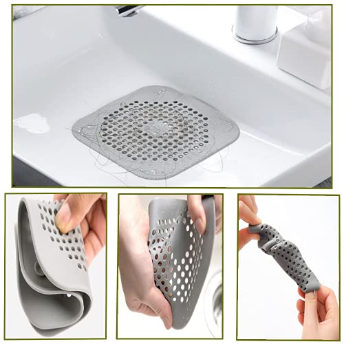 4 Piezas Silicona Protector de Drenaje, Tapa de Drenaje de con Ventosas Fuertes, Cubierta del DREN de Bañera Colador, Filtro para Fregadero para Cocina Baño