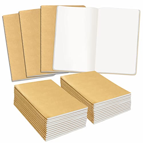 48 Cuadernos A6 en blanco con cubierta kraft, cuaderno de bolsillo para uso en la oficina, el hogar, la escuela o los negocios (48 páginas / 24 hojas, 10 x 14.5 cm)