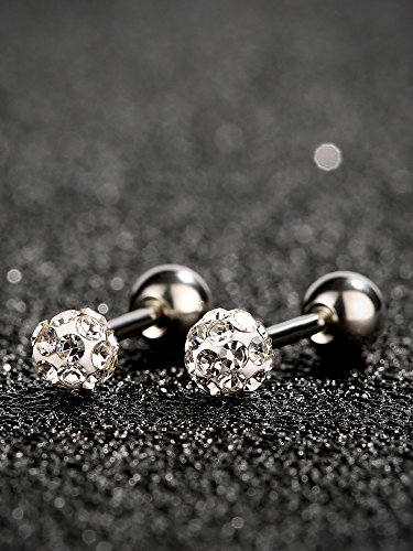 5 Pares de Pendientes de Perno de Acero Inoxidable Pernos de Bola Redonda Pendientes de Barra con Pesas de Zirconia Cúbica Piercing de Hélice para Trago Cartílago Oreja, 5 Estilos