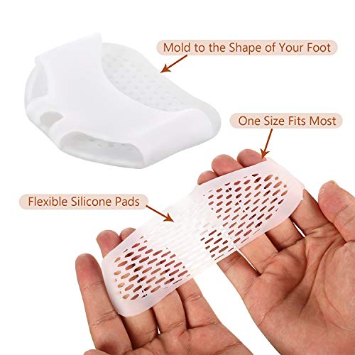 6 Pares Almohadillas de Metatarsiano de Silicona de Antepié Cojines de Soporte de Pies de Bola Almohadilla de Pies de Gel Suave para Reducción de Dolor Callo Ampollas en Antepié, Piel y Blanco