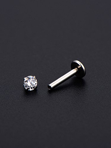 6 Pares de Pendiente de Acero Inoxidable 16 Gauge Pernos de Oreja de Zirconia Cúbica con Espalda de Tornillo Plano para Piercing de Nariz de Hélice Cartílago Tragus, 6 Colores