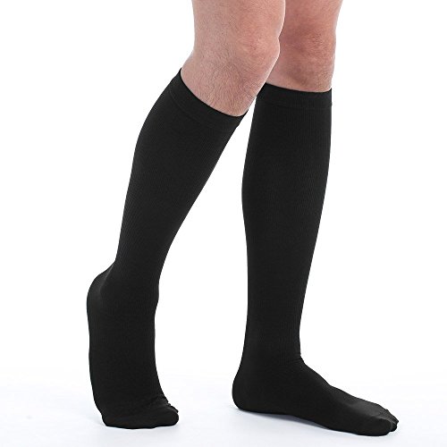 6 Pares Rodilla Alta Calcetines/Medias de Compresión para Hombres y Mujeres - Ejercicio/Correr/Enfermeras/médico/Embarazo/Maternidad/Viajes/Vuelo/Aumenta la Resistencia/Reduce la Fatiga L/XL