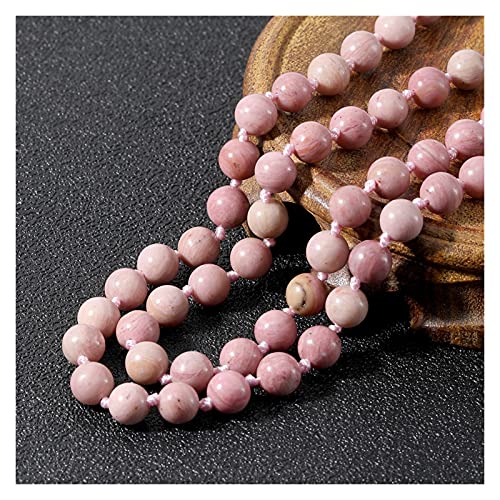 8 mm Natural Rodocrosito con cuentas anudado japamala collar meditación yoga espíritu 108 joyería de mala joyería con el árbol de la vida colgante malvado espíritu dinero dibujo riqueza fortuna