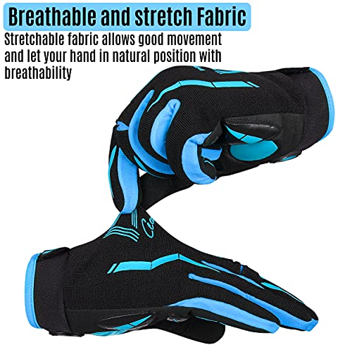 aaa Guantes de ciclismo para hombre y mujer, para bicicleta de montaña, BMX, ciclismo de montaña, guantes de dedos completos, transpirables, unisex, para adultos, con almohadillas de gel (azul, S)