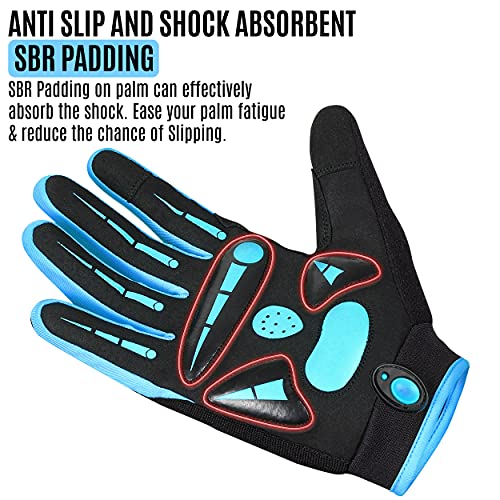 aaa Guantes de ciclismo para hombre y mujer, para bicicleta de montaña, BMX, ciclismo de montaña, guantes de dedos completos, transpirables, unisex, para adultos, con almohadillas de gel (azul, S)