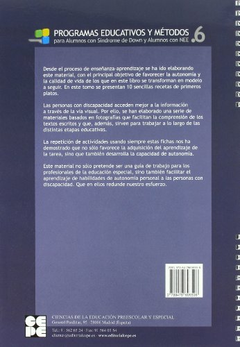 Actividades de autonomía personal en la vida diaria para personas con discapacidad. Cocinar primeros platos: Autonomía para personas con discapacidad: 6 (Vivir con síndrome de Down)