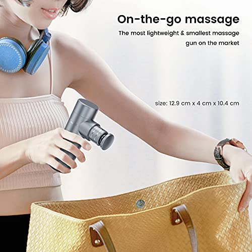 addsfit Pistola de Masaje 360g 3000RMP Mini Massage Gun Muscular, Tamaño de la Mano, Masajeador de Músculos Masajeador de Percusión Corporal Masajeador, Silencioso, 3 Velocidades, 2 Cabezales