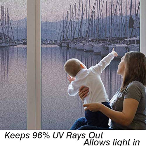 Adhesivo anti-UV para ventana sin pegamento, velero grande puerto yate en Sunrise Scenery Cruise Leisure Sum, fácil de instalar y reutilizar película de cristal, 45 x 89 cm