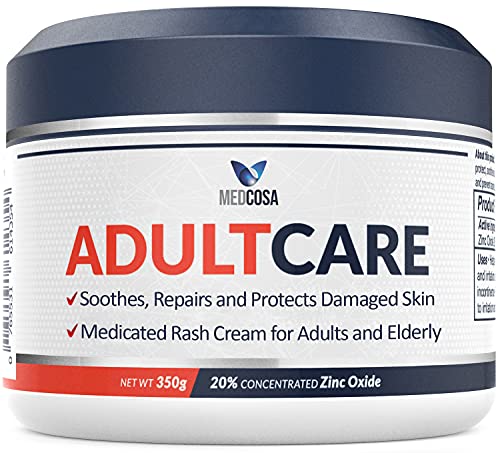 Adult Rash Cream - Fast Relief from Sweat Rash, Heat Rash & Adult Diaper Rash (Incontinence Cream) - Thick Moisturizing Barrier Cream. Zinc Oxide to Reduce Redness & Irritation (350g)