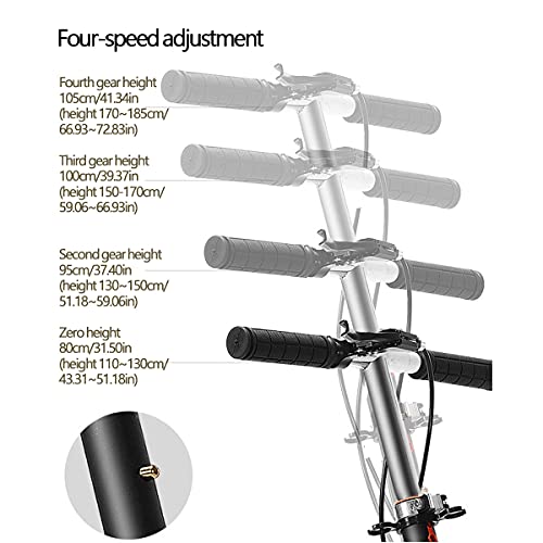 Adulto Scooter,Ajustable Plegable Scooter,Ligero Ciudad Scooter con Ruedas de PU/PuñO de Bicicleta,para Los Hombres Mujer Exterior,Foot Brake White