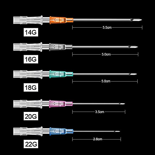 Agujas de perforación de nariz y oreja - SOTICA 5PCS Agujas de perforación de calibre 16G IV Agujas de catéter para perforación Herramienta de perforaciones de tatuaje corporal esterilizada (16G)