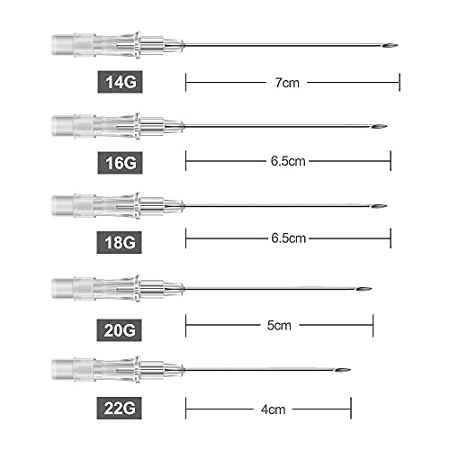 Agujas de perforación de nariz y oreja - SOTICA 5PCS Agujas de perforación de calibre 16G IV Agujas de catéter para perforación Herramienta de perforaciones de tatuaje corporal esterilizada (16G)