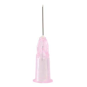 Agujas Mesorelle Luer para Filler, mesoterapia, escleroterapia y colágeno, 32 g (Ø 0,23) x 12 mm – Rosa – Paquete de 100 agujas