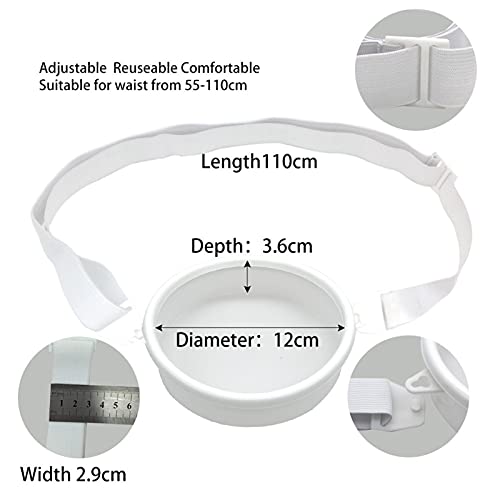 AGUOGUO Ostomy Funda Impermeable Estoma Stoma Asistencia de baño Ajustable Cinturón Blanco Diámetro 12 cm Profundidad 3.6cm Dentro de la Cintura 110 cm (Color : White)