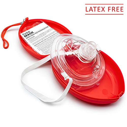 AIESI® Pocket Mask máscara de emergencia profesional para respiración boca a boca con válvula unidireccional y filtro # CPR Mask-Resuscitator