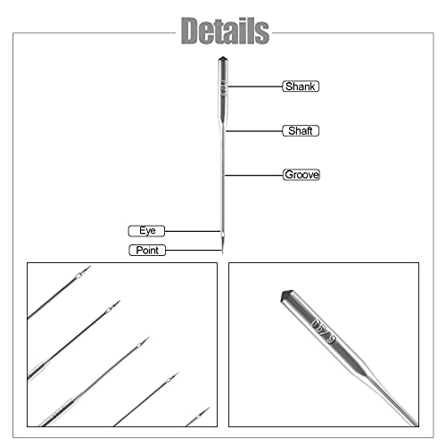 AIEX 100 Piezas Agujas de la Máquina de Coser Agujas Universales de Costura Hax1 65/9 75/11 90/14 100/16 110/18 con un Enhebrador de Agujas por Bernina Kenmore Singer Brother Janome Schmetz