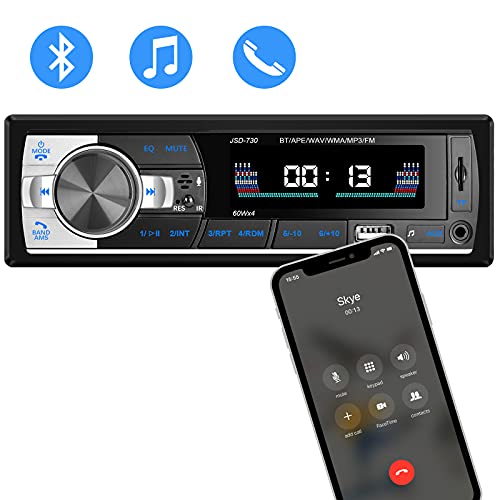 Aigoss Radio Coche Autoradio Bluetooth 60W x 4 FM Estéreo de Manos Libres Llamadas Control Remoto Inalámbrico Stéreo de Coche con Reproductor de MP3 USB,Soporte iOS y Teléfono Android