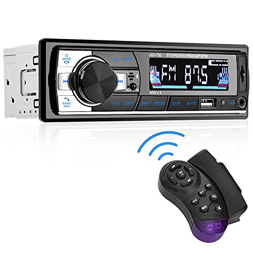 Aigoss Radio Coche Autoradio Bluetooth 60W x 4 FM Estéreo de Manos Libres Llamadas Control Remoto Inalámbrico Stéreo de Coche con Reproductor de MP3 USB,Soporte iOS y Teléfono Android