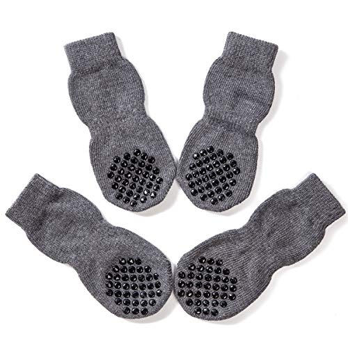 Akopawon - Calcetines antideslizantes de 4 piezas para perros y gatos, con refuerzo de goma, talla 2XL