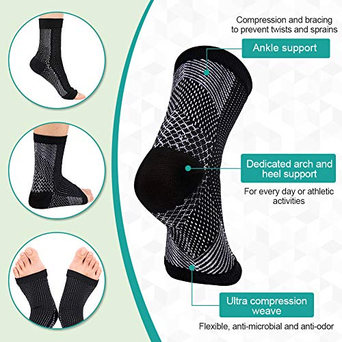 Akozon Fascitis Plantar Férula Nocturna, Utilizada para Tratar Tendón de Aquiles, pie Caído, con Medias de Compresión + Bola de Masaje, Dormir y Descansar Unisex (Izquierda y Derecha)