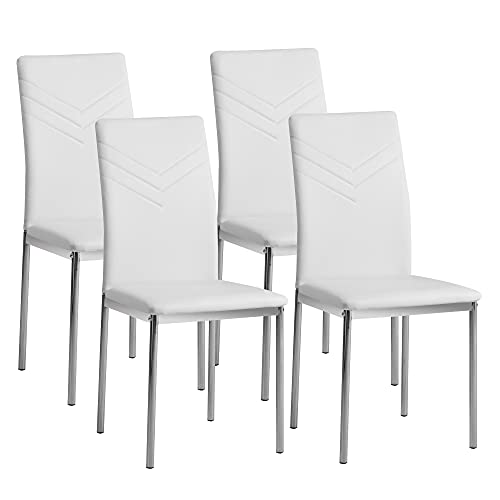 Albatros 2935 Verona Set de 4 sillas de Comedor, Blanco, pie de Cromo, SGS Tested