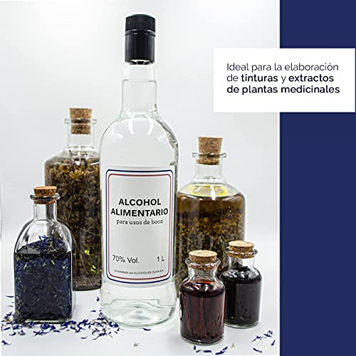 Alcohol etilico alimentario - Alcohol para hacer licores, maceraciones y extractos - Alcohol apto para consumo humano (usos de boca) - 1 Litro