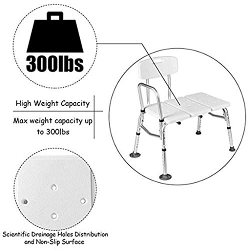 Aleación De Aluminio 180kg / 400lbs Banco De Transferencia para Bañera para Ancianos, Respaldo De Brazo Ajustable Y Altura De Pierna, Taburete De Bañera para Trabajo Pesado Banco De Asiento De Ducha,