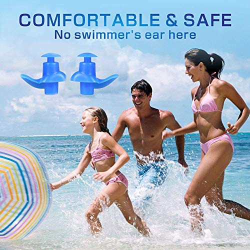 Allsunny Tapones para los oídos, equipo de agua, 2 unidades, silicona para natación, bañera, playa, protección impermeable – azul