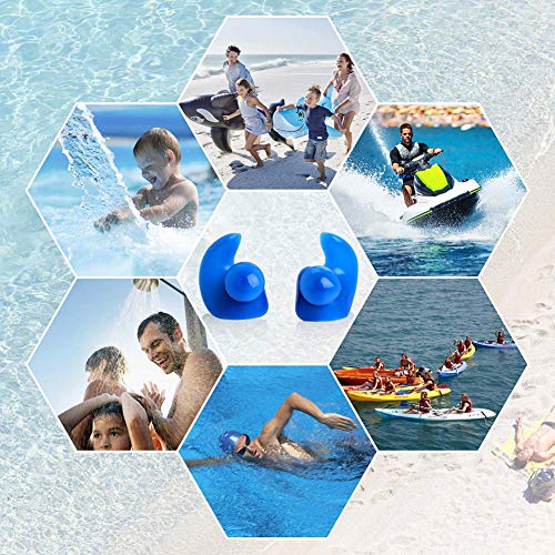 Allsunny Tapones para los oídos, equipo de agua, 2 unidades, silicona para natación, bañera, playa, protección impermeable – azul