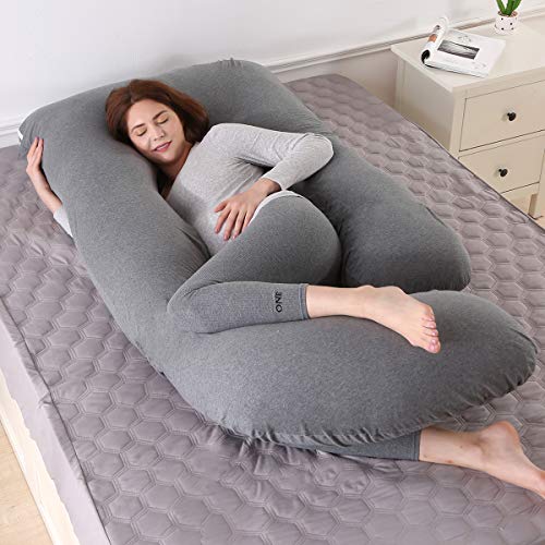 Almohada de Embarazo, Almohada Embarazada Dormir en Forma de J, Multifuncional Embarazo Almohada de Cuerpo Completo para Soporte de Vientre/Caderas/Piernas/Espalda, Extraíble Lavable (Gris oscuro)