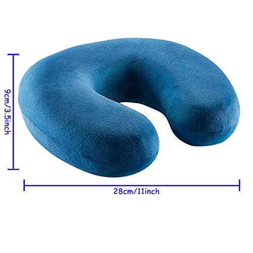 Almohada en Forma de U,Almohada de Avión, Almohada de Viaje, Almohadas de Acampada, Almohada Ortopédica Cervica, Soporte de Cuello,para La Siesta de Oficina,Tren,Avión,Viaje (Azul)