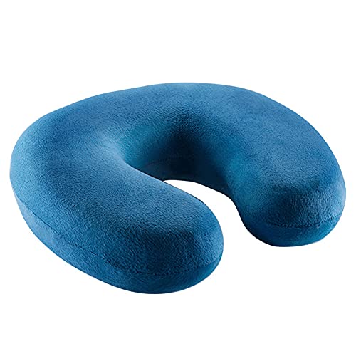 Almohada en Forma de U,Almohada de Avión, Almohada de Viaje, Almohadas de Acampada, Almohada Ortopédica Cervica, Soporte de Cuello,para La Siesta de Oficina,Tren,Avión,Viaje (Azul)