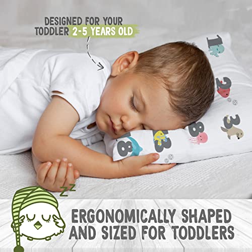 Almohada para Niños con Funda - almohada para niños pequeños De Algodón Orgánico Suave 13x18 para Dormir - Lavable E Respirable - Niños - Perfecta para viajar (Kea123)