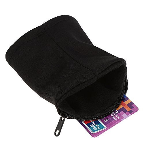 Alomejor Cartera de muñeca Bolsa Banda de forro polar con cremallera para correr Viaje Gimnasio Ciclismo Seguro Deporte Moneda Key Storage