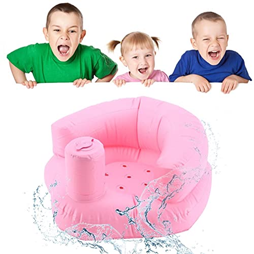 ALUNVA Silla de baño Sofá Inflable de baño Inflable for niños multifuncionales CLORURO DE POLIVINILO Asiento Inflable aprende Silla de Cena Taburete de baño portátil for bebés (Color : Pink)