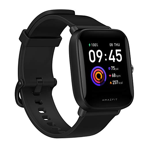 Amazfit Bip U Smartwatch Fitness Reloj Inteligente 60+ Modos Deportivos 1.43" Pantalla táctil a Color Grande 5 ATM (SpO2) Oxígeno en Sangre Frecuencia Cardíaca (Negro)