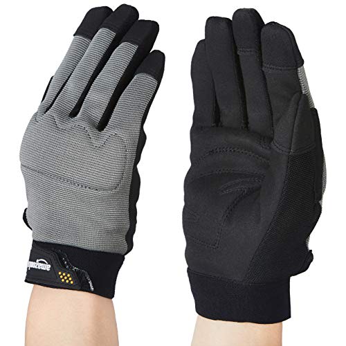 Amazon Basics - Guantes de trabajo con agarre flexible mejorado, talla M, grises