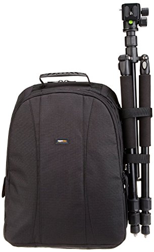 Amazon Basics - Mochila para cámaras DSLR y ordenadores portátiles (interior de color naranja)