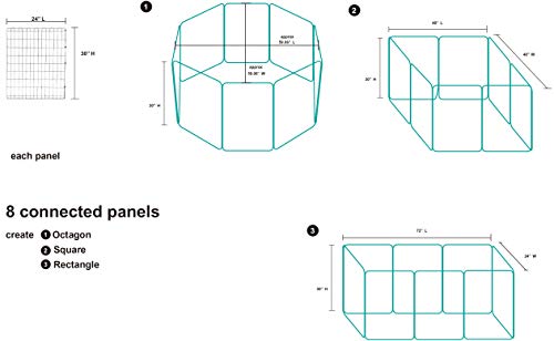 Amazon Basics - Parque de juegos y ejercicios para mascotas, paneles de valla metálica, plegable, 152,4 x 152,4 x 76,2 cm