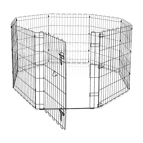 Amazon Basics - Parque de juegos y ejercicios para mascotas, paneles de valla metálica, plegable, 152,4 x 152,4 x 76,2 cm