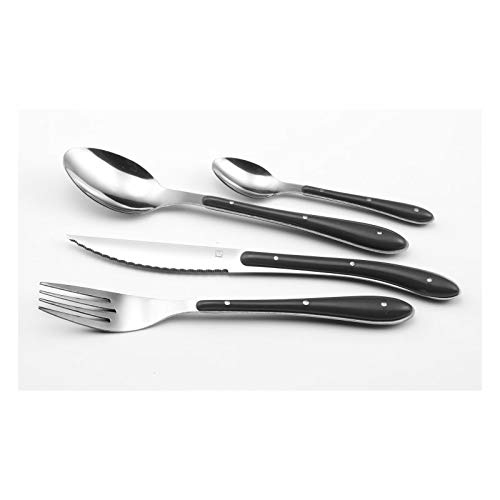 Amefa Bistro 1-2-3 - Set de 24 cubiertos, cubertería de acero inoxidable para 6 personas, color gris