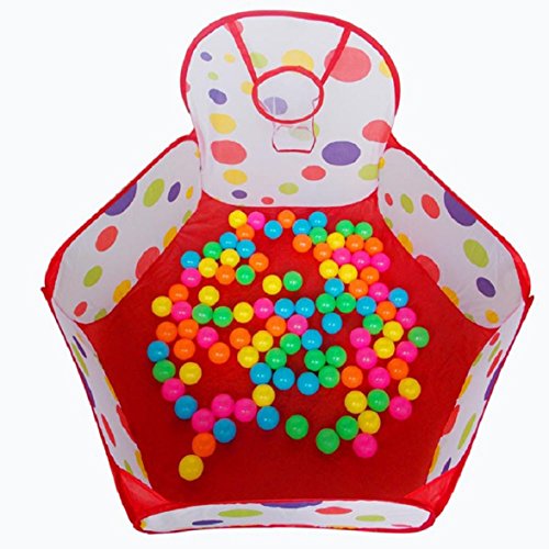 Amison - Piscina de bolas infantil con aro de baloncesto, diseño hexagonal con lunares, desplegable (bolas no incluidas)