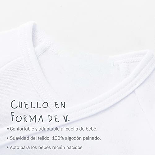 Amomí Body para Bebé, Pack de 2 unidades,1 Mes Para Recién Nacidos ,Manga Larga, 100% algodón, Suave Bodies con Botones de Presión, Color Blanco y Crudo (1 Mes, I Love Papa, Mama A21038)