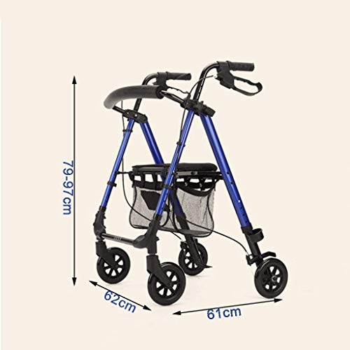 Andador con Andador Andador Andador Auxiliar Carrito De La Compra Plegable Carrito Ligero De Cuatro Ruedas Bastón Antideslizante con Ayudas Hospitalarias