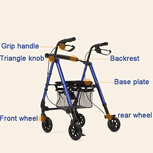 Andador con Andador Andador Andador Auxiliar Carrito De La Compra Plegable Carrito Ligero De Cuatro Ruedas Bastón Antideslizante con Ayudas Hospitalarias