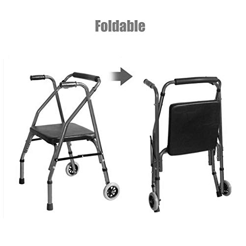 Andador con Ruedas De Aluminio para Personas Mayores Andador con Andador con Asiento Y Ruedas Ayuda para La Movilidad Marco para Caminar Ligero Plegable Ajustable para Uso En Exteriores