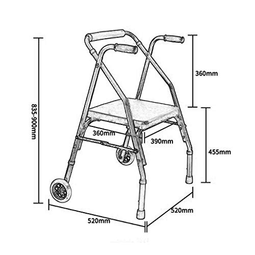 Andador con Ruedas De Aluminio para Personas Mayores Andador con Andador con Asiento Y Ruedas Ayuda para La Movilidad Marco para Caminar Ligero Plegable Ajustable para Uso En Exteriores