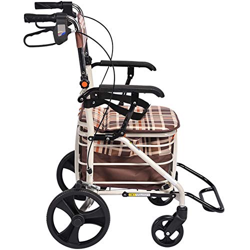 Andador De Acero para Personas Mayores, Andador De 4 Ruedas De Altura Ajustable Rollator con Frenos Y Bolsa De Almacenamiento, Silla De Ruedas Plegable Movilidad con Ruedas Ayuda para Caminar