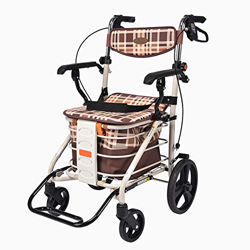 Andador De Acero para Personas Mayores, Andador De 4 Ruedas De Altura Ajustable Rollator con Frenos Y Bolsa De Almacenamiento, Silla De Ruedas Plegable Movilidad con Ruedas Ayuda para Caminar