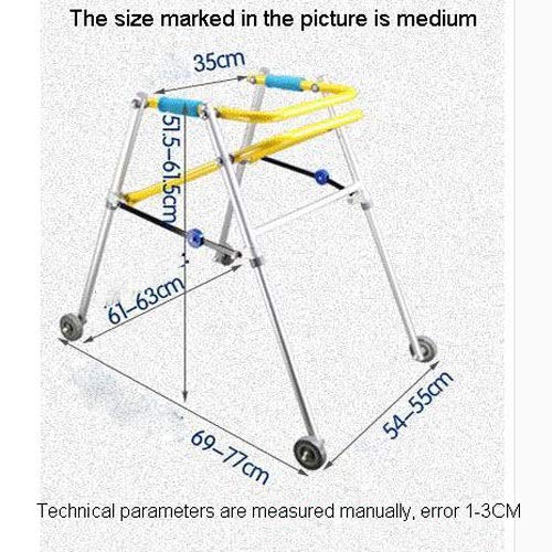 Andador para Ancianos Andador, Ayuda for Caminar de 4 Ruedas Niños, Entrenamiento, Plegable Walker, bipedestador Soporte Auxiliar, Plegable de Ajuste de Altura (Size : Medium (51.5cm-61.5cm))